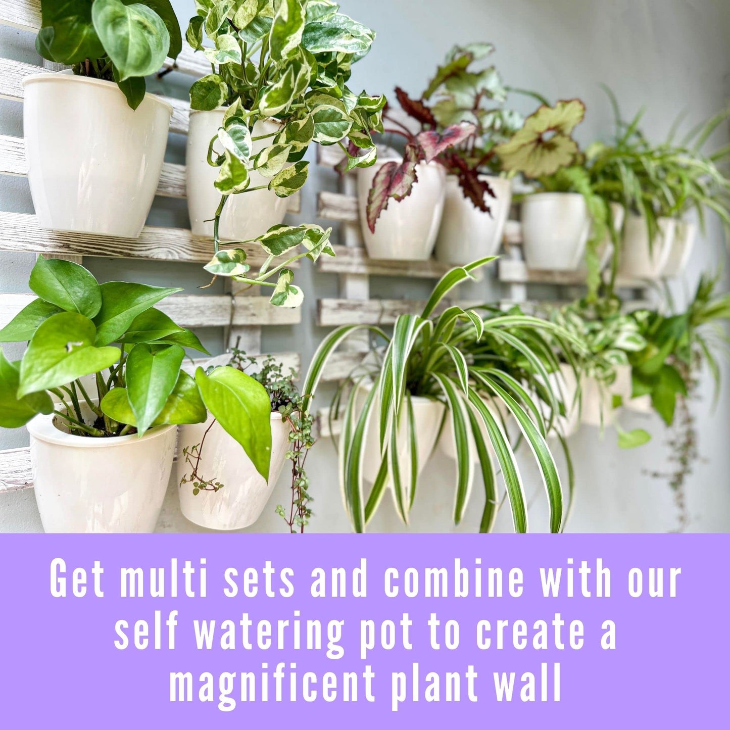 ShopLaLa Wooden Wall Planters - 2 Pack Wall Hanging Planters for Indoor Plants, White Rustic Wood Wall Mounted Flower Pot Holder Vertical Succulent Orchid Airplant Frame Display 15.7" (40cm)