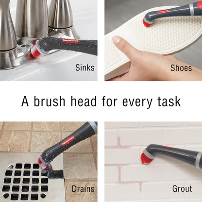 Rubbermaid Reveal Power Scrubber 18-Piece Kit, Cordless Electric Battery Powered Scrub Brush, Water Resistant, for Home/Kitchen/Bathroom/Grout/Tile/Shower/Tub