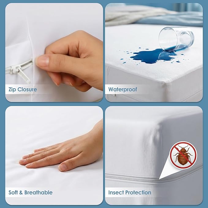 Utopia Bedding Mattress Protector Zippered California King Size, 100%