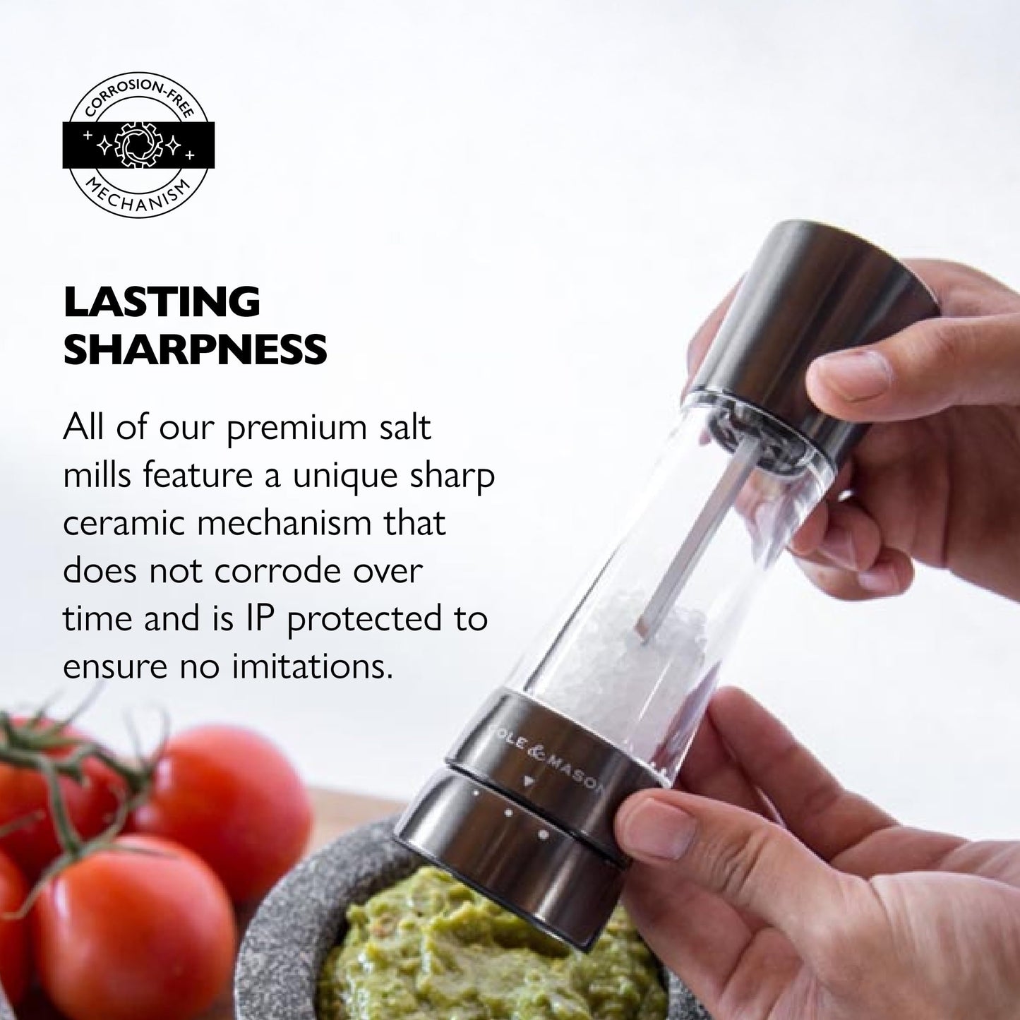 COLE & MASON Derwent Salt Grinder - Gunmetal Mill Includes Gourmet Precision Mechanism and Premium Sea Salt