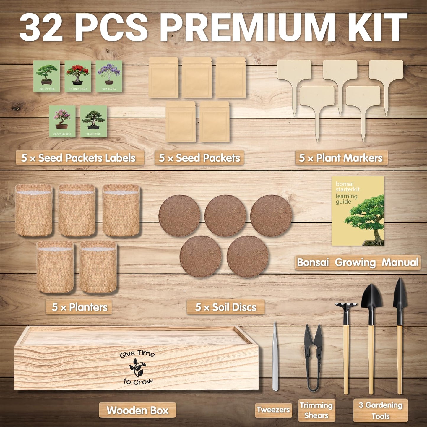 JELHFIP Bonsai Tree Starter Kit for Beginners 5 Unique Indoor Bonsai Trees with Gardening Tools DIY Bonsai Growing Kit Perfect Gifts for Women Men Plant Lovers for Birthday Mothers Day Housewarming