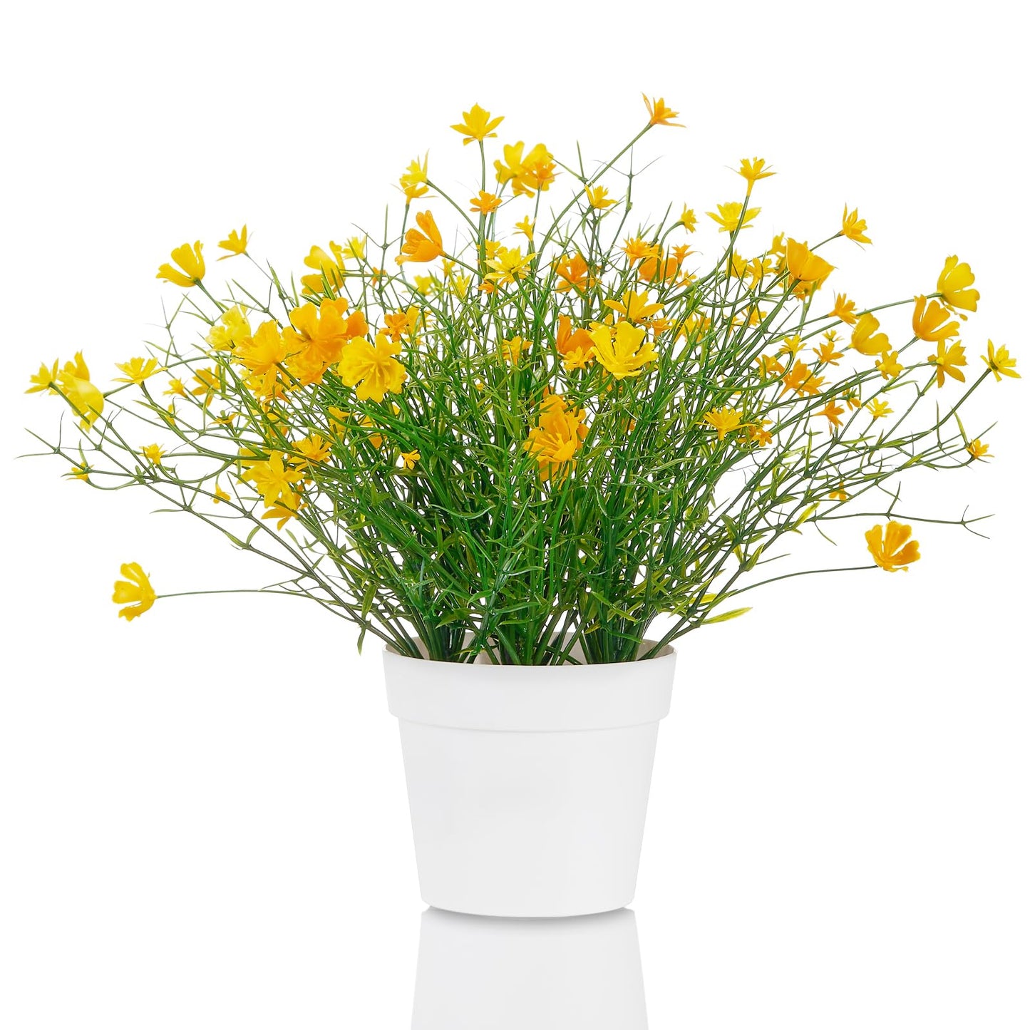 Blafrozzing Babys Breath Potted Fake Plants with Flowers Faux Plants Indoor for Home Office Bookshelf Table Farmhouse Room Decor (Yellow)