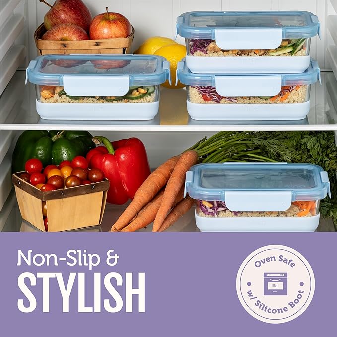 Ello Duraglass Refresh 3.4 Cup Meal Prep Sets 10Pc, 5 Pack Set- Glass Food