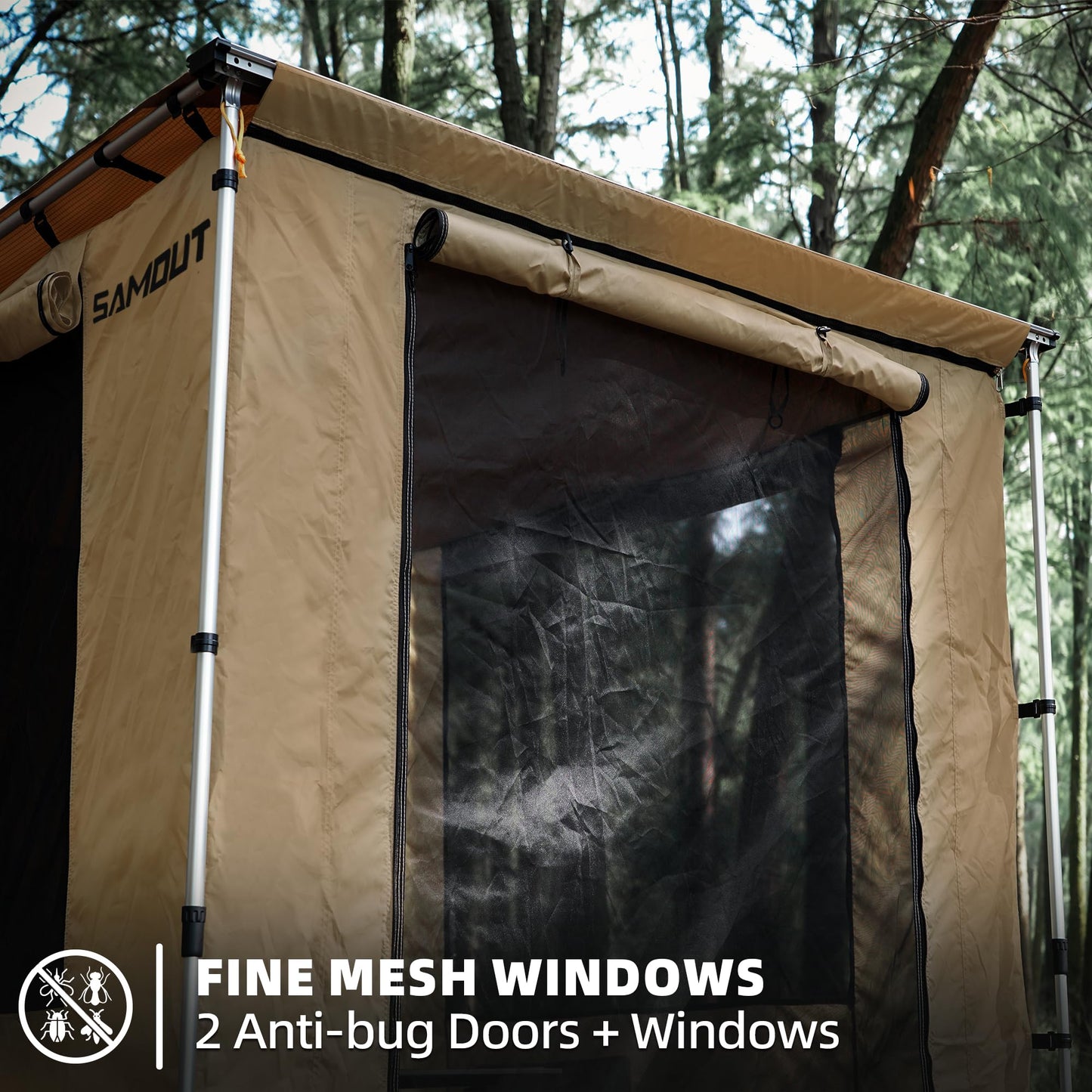 SAMOUT Vehicle Awning 8.2' x 10' Rip-Stop 420D Oxford Side Changing Room With PVC Floor, Waterproof & Wind Resistance, Easy Setup Design (Room Only)