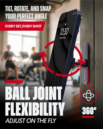 Magnetic Gym Phone Mount for MagSafe Accessories – Dual Magnet Stand for iPhone 17 and Android compatible with MagSafe Phone Stand with Alloy Base – Gym Essentials for Workouts Recording, Home, Garage