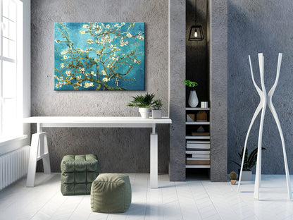 Wieco Art Framed Wall Art Canvas Prints of Almond Blossom by Vincent Van Gogh Paintings Reproduction Abstract Artwork for Wall Decor Golden Frame