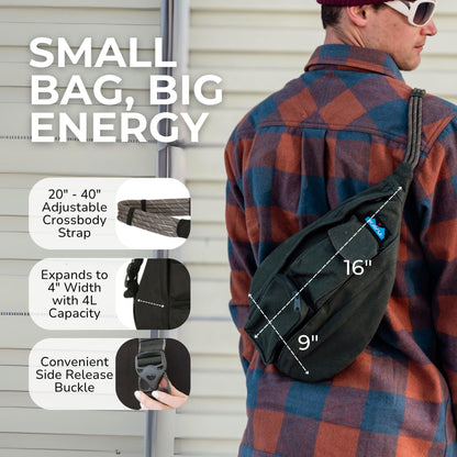 KAVU Mini Rope Bag Cotton Crossbody Sling - Black