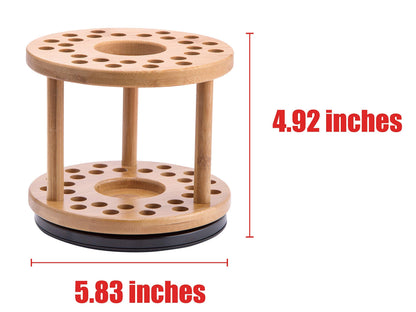 JackCubeDesign 360 Rotating Bamboo Watercolor Paint Brush Holder Water Coloring Brush Organiser Display Stand Tray Rack with 27 Holes and 1 Big Hole – MK441A