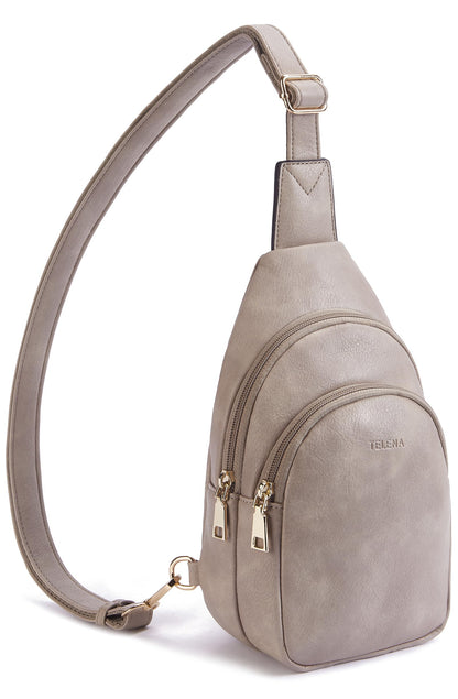 Telena Small Sling Bag for Women Leather Crossbody Fanny Packs Chest Bag for Women