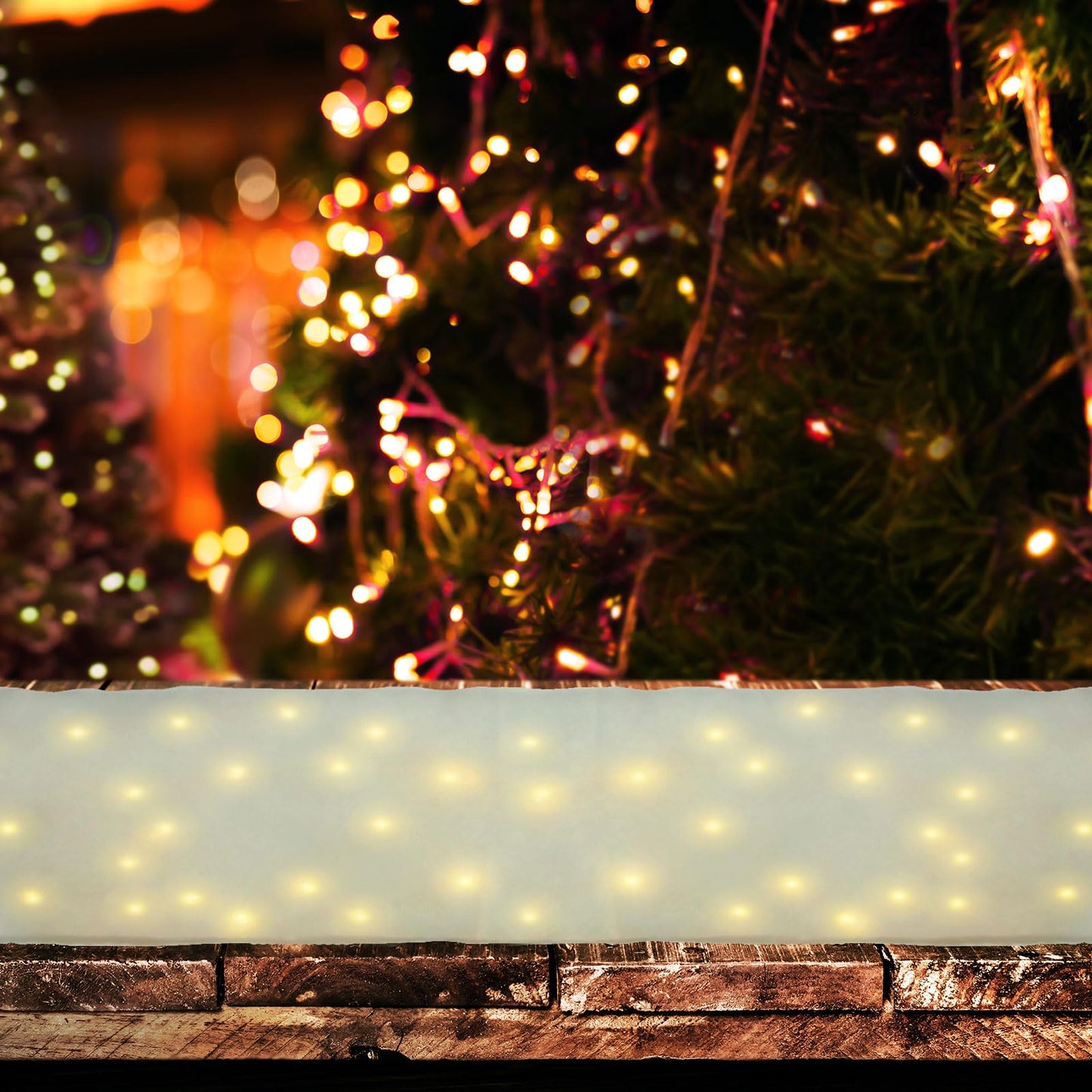 1 Pc Christmas Snow Blanket with LED Lights 47.2 x 8.7 inch Artificial Snow Table Runner Mantel Scarf Light Up with LED Ropes Table Decor for Christmas Village Decorations