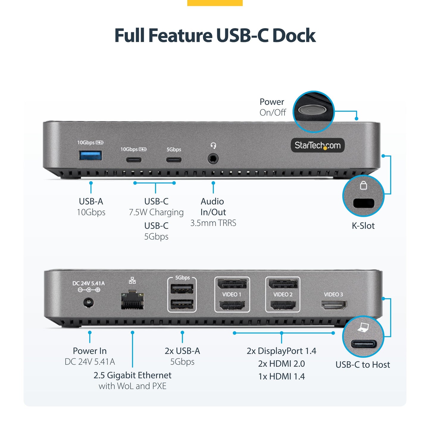 StarTech.com USB-C Triple Monitor Docking Station for MacBook Pro / Air M1 M2 M3 M4 & Windows, Universal 4K HDMI DP Dock, Thunderbolt Compatible, 100W Laptop Charging (116N-USBC-DOCK)