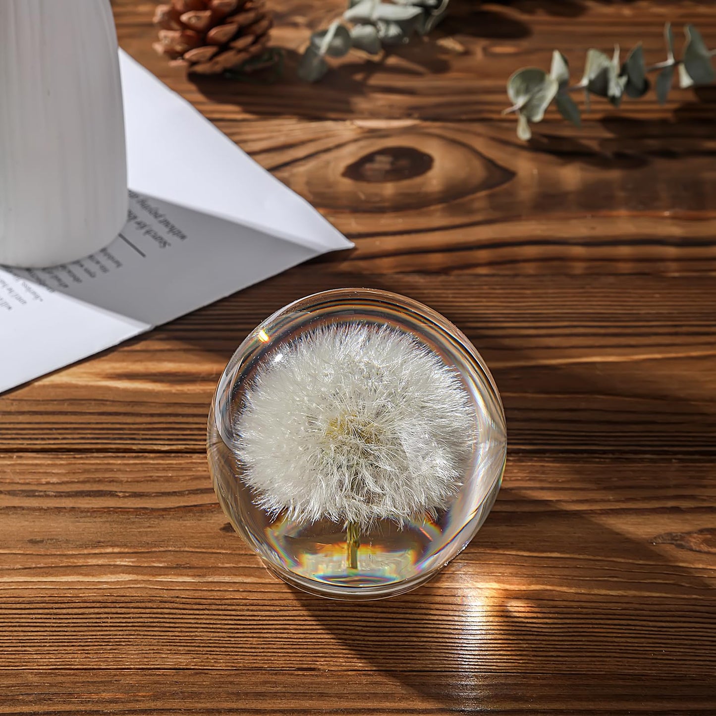 1st Heaven Dandelion Paperweight in Crystal – Real Preserved Dandelion, Symbol of Hope, Luck, or New Beginnings – Elegant Gift with Gift Box & Card (2.6 in)