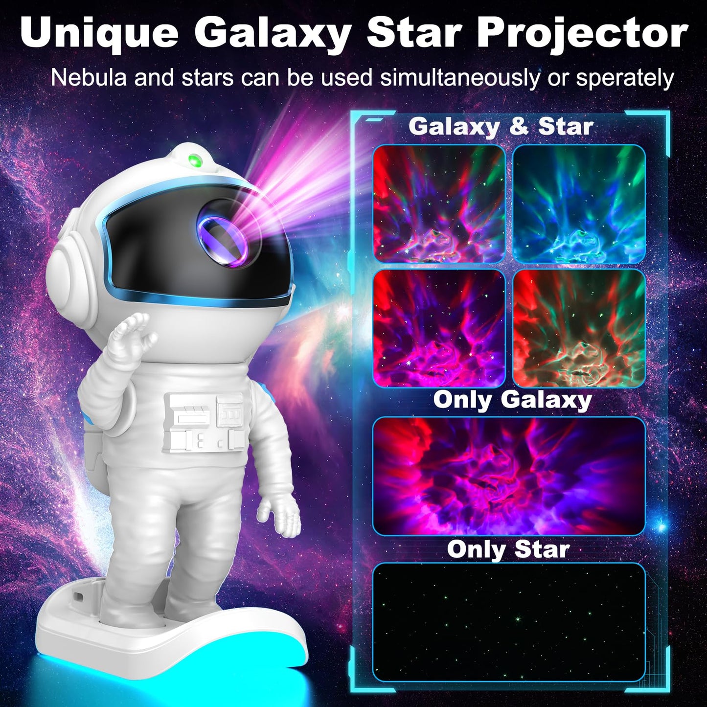 Galaxy Projector, Star Projector Night Light with Timer and Remote for Bedroom, Adjustable Head Angle Nebula Ceiling Lamp, Gifts for Adults, Teens, Christmas, Birthday, Room Decor