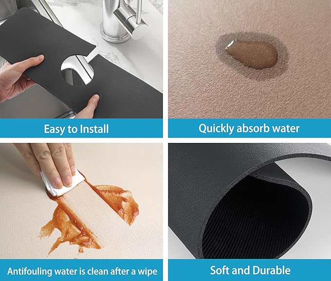 Kitchen Sink Splash Guard Faucet Mat -1 PC Super Absorbent Fast Drying Mat Sink