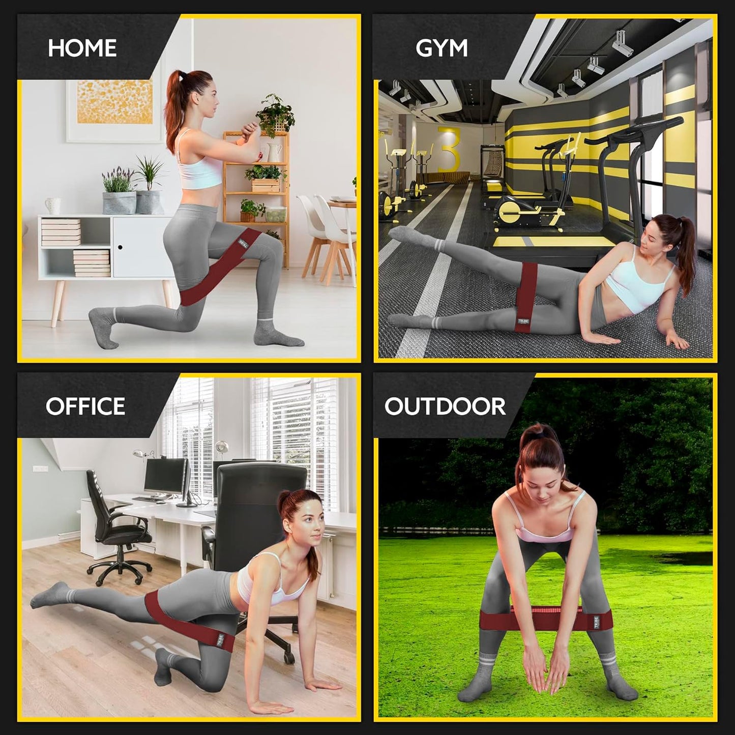 Tribe Lifting Fabric Resistance Bands for Legs - Workout Bands Resistance Bands for Men and Women - Booty Bands for Working Out - Exercise Bands Resistance Bands Set - Elastic Bands for Exercise