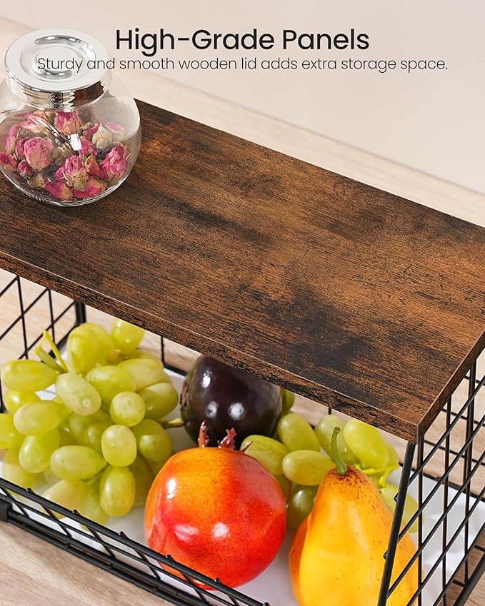 2-Tier Fruit Basket for Kitchen, Stackable Hanging Basket Wire Baskets
