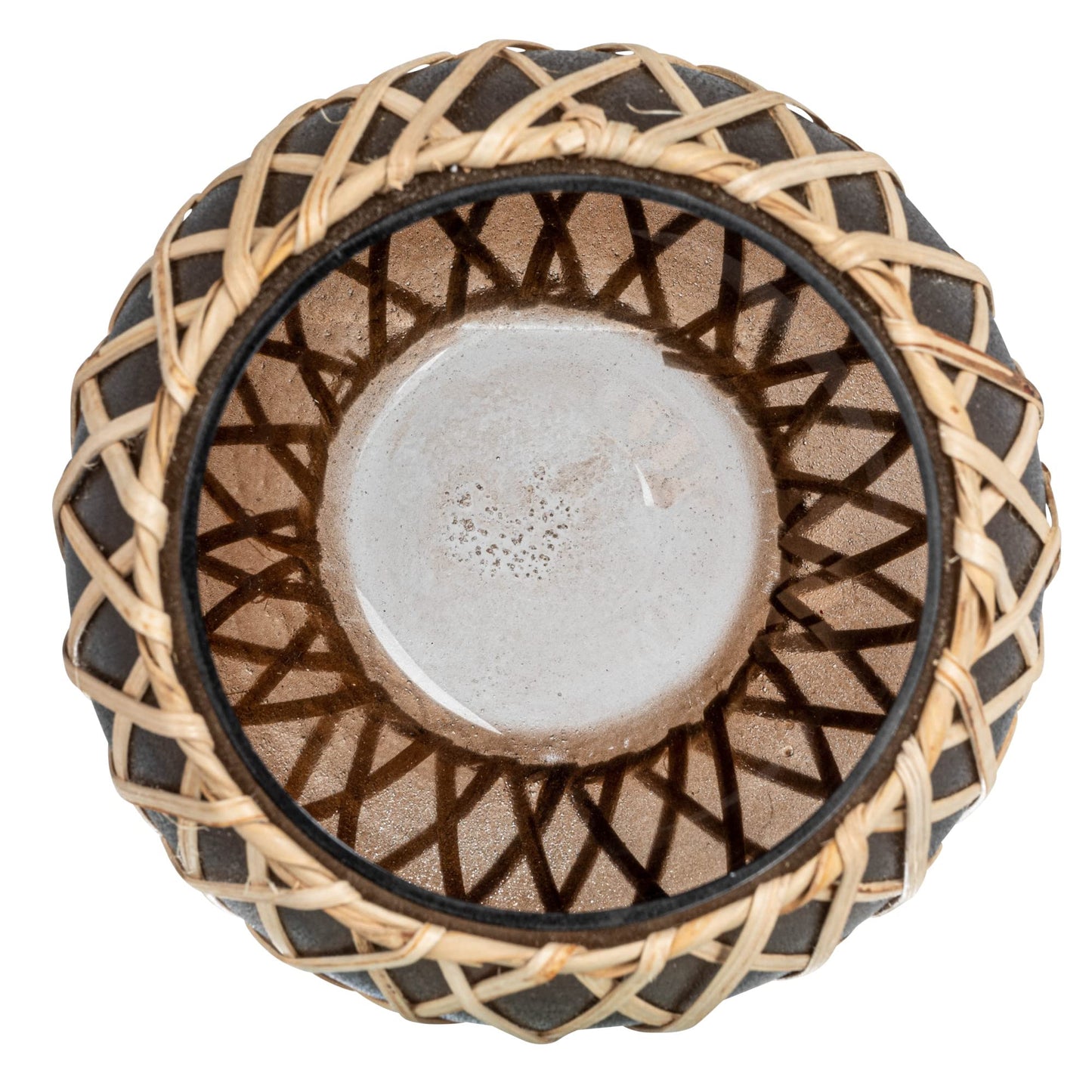 Creative Co-Op Glass Votive Holder with Woven Rattan Sleeve, Brown and Natural