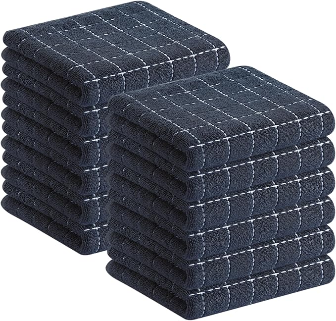 Homaxy 100% Cotton Terry Kitchen Towels, Checkered Designed, Soft and Super
