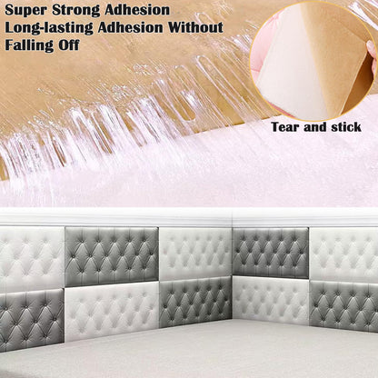 DHIJUPNG 3D Anti Collision Wall Padding for Bedroom, Peel and Stick Headboard Padded Wall Cushion Upholstered Self-Adhesive Wall Panels Playroom Decorative Protection Panel White 8 Pack（11.8"x23.6"）