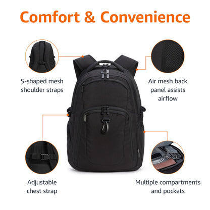 Amazon Basics Travel Laptop Backpack for 17 in / 43.1 cm Laptop, Black