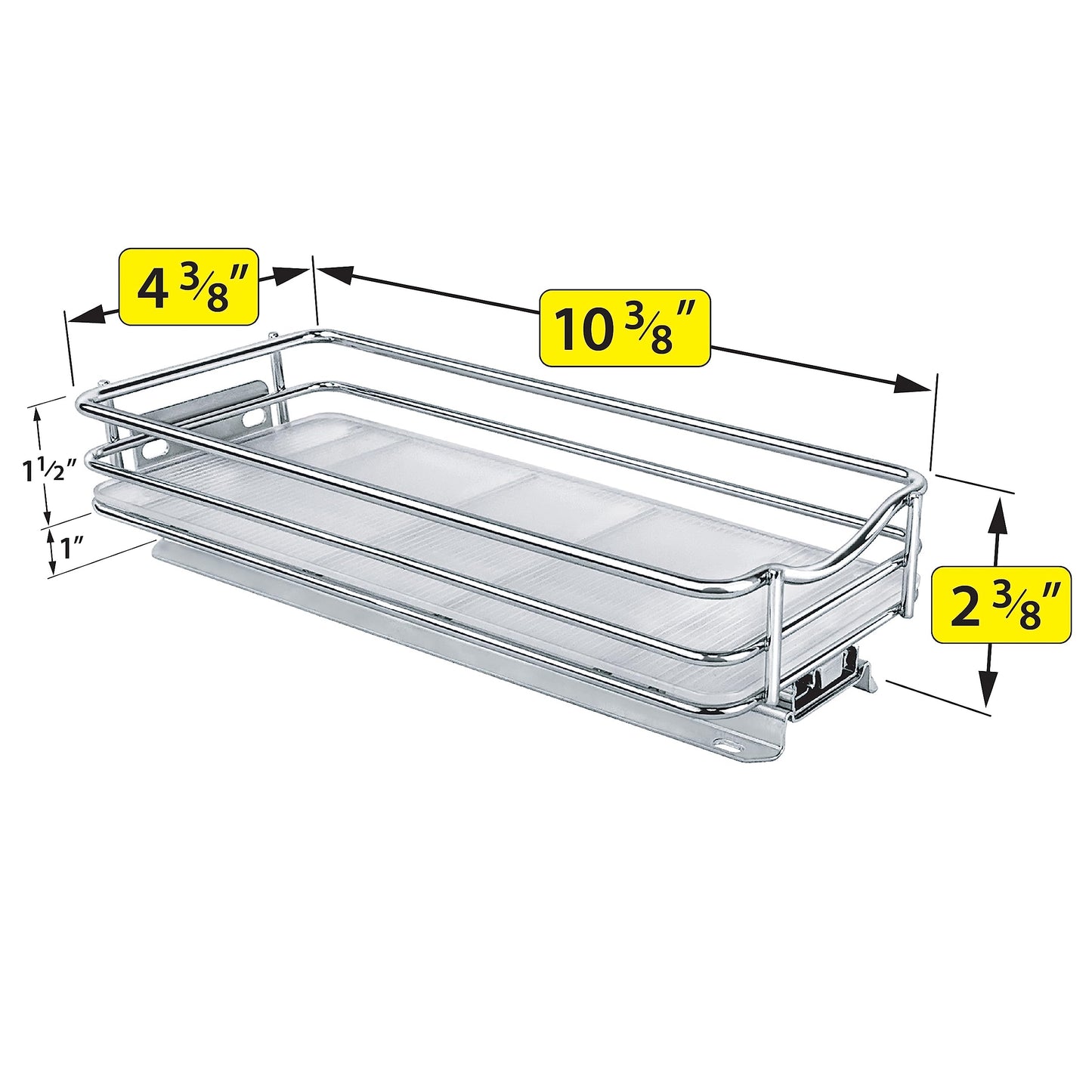 LYNK PROFESSIONAL® Pull Out Spice Rack Organizer for Inside Kitchen Cabinets - 4-1/4 inch Wide - Slide Out Drawer – Chrome Sliding Spice Cabinet Organization Shelf Racks - 2 Tier