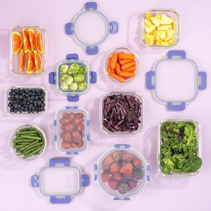 JoyJolt 24pc Borosilicate Glass Storage Containers