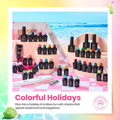 Beetles Fall Gel Nail Kit, Mystic Wonderland Gel Polish Set, 36 Colors Burgundy Brown Orange Red Polish Kit with Base Coat Glossy Matte & Glitter Top Coat Soak Off UV Led Nails Gifts for Women