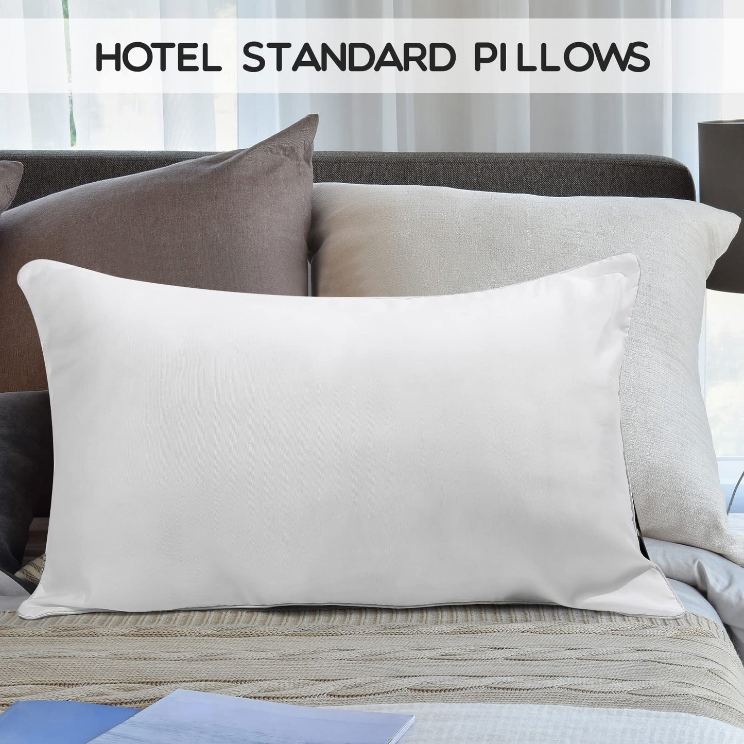 Macarrie 20 Pcs Queen Size Pillows for Sleeping Standard Size Inserts Hotel Bed Pillows Bulk for Stomach Back and Side Sleepers Machine Washable (30 x 20 Inches)