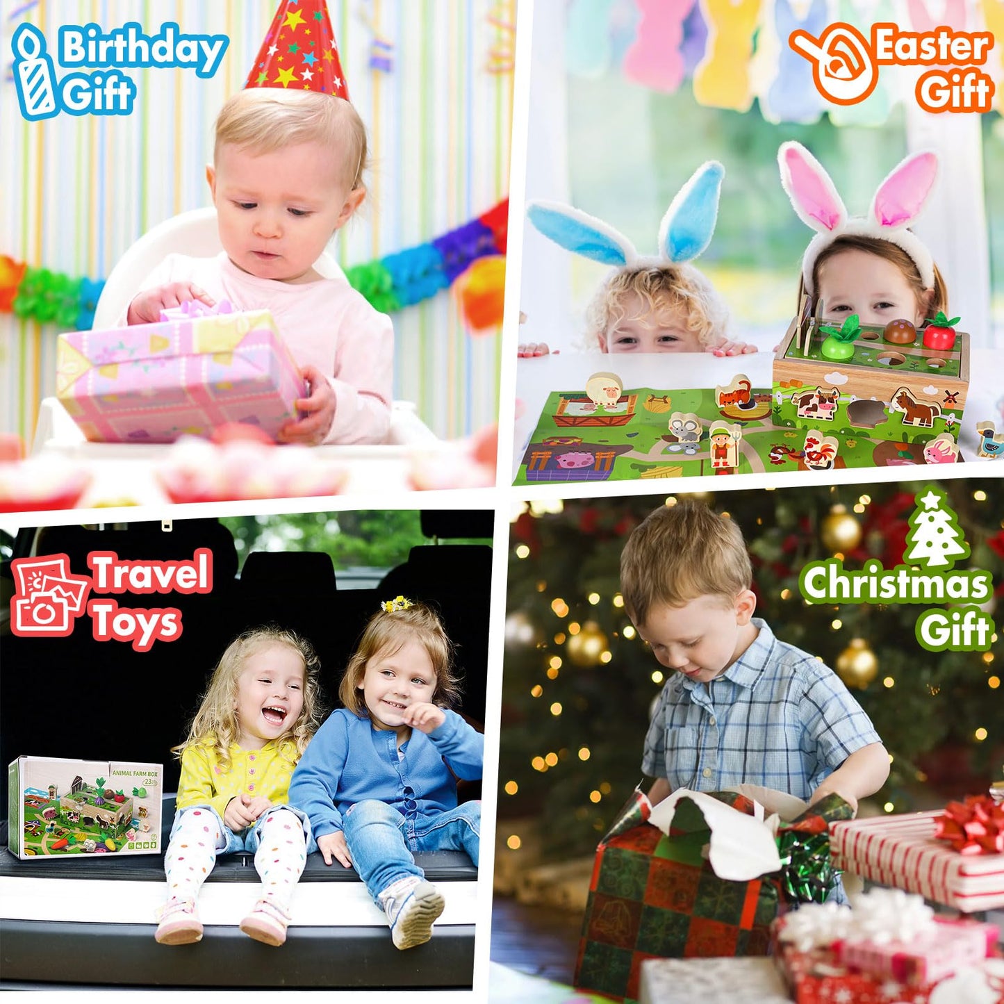 Montessori Wooden Sensory Toddler Toys: Toy for 1 2 3 Year Old Boys Girls | 1st Birthday Baby Gifts for 1-2 Year Olds | Babies 12+ Months Educational Learning Present Easter Gift Fine Motor Skills