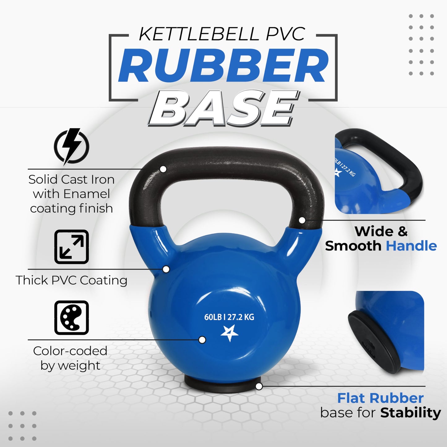 Yes4All Kettlebells Rubber Base, Kettlebell Set for Women, Strength Training Kettlebells Weights (10-65 lbs)