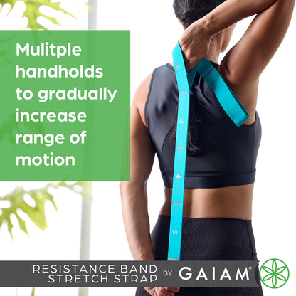 Gaiam Restore Resistance Band Stretching Strap - Stretch Legs & Arms with Medium Resistance Loops, Multiple Holds for Increased Range of Motion, Flexibility or Strength Training