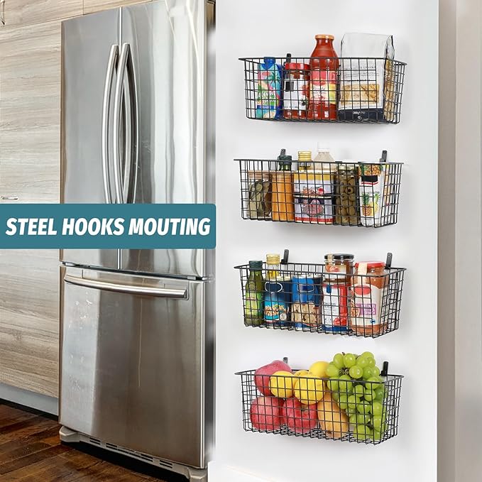 4 Set Hanging Wall Mount Storage Baskets