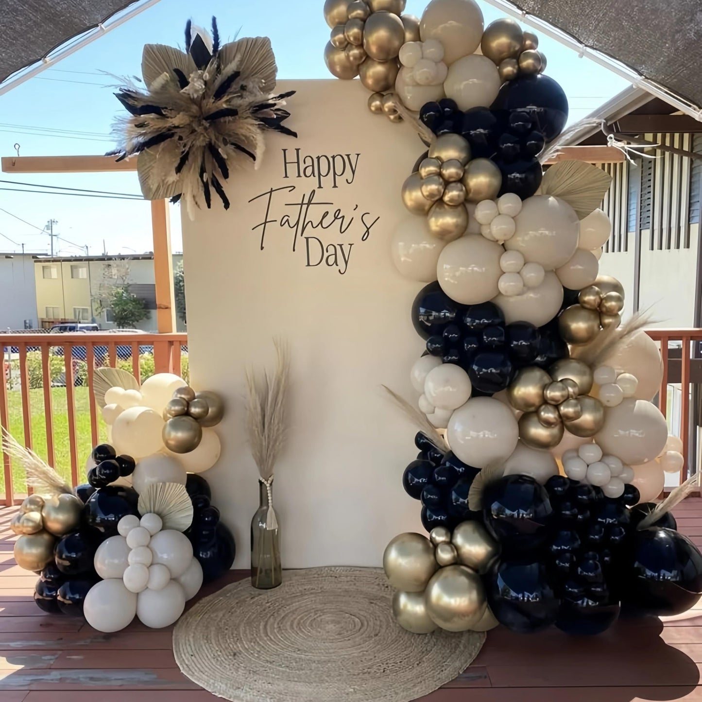 Black and Gold Balloon Arch Garland Kit, Graduation Balloons Black White Sand Beige Cream Champagne Gold Metallic Balloons for Congrats Grad Bridal Baby Shower Anniversary Wedding Birthday Party Decor