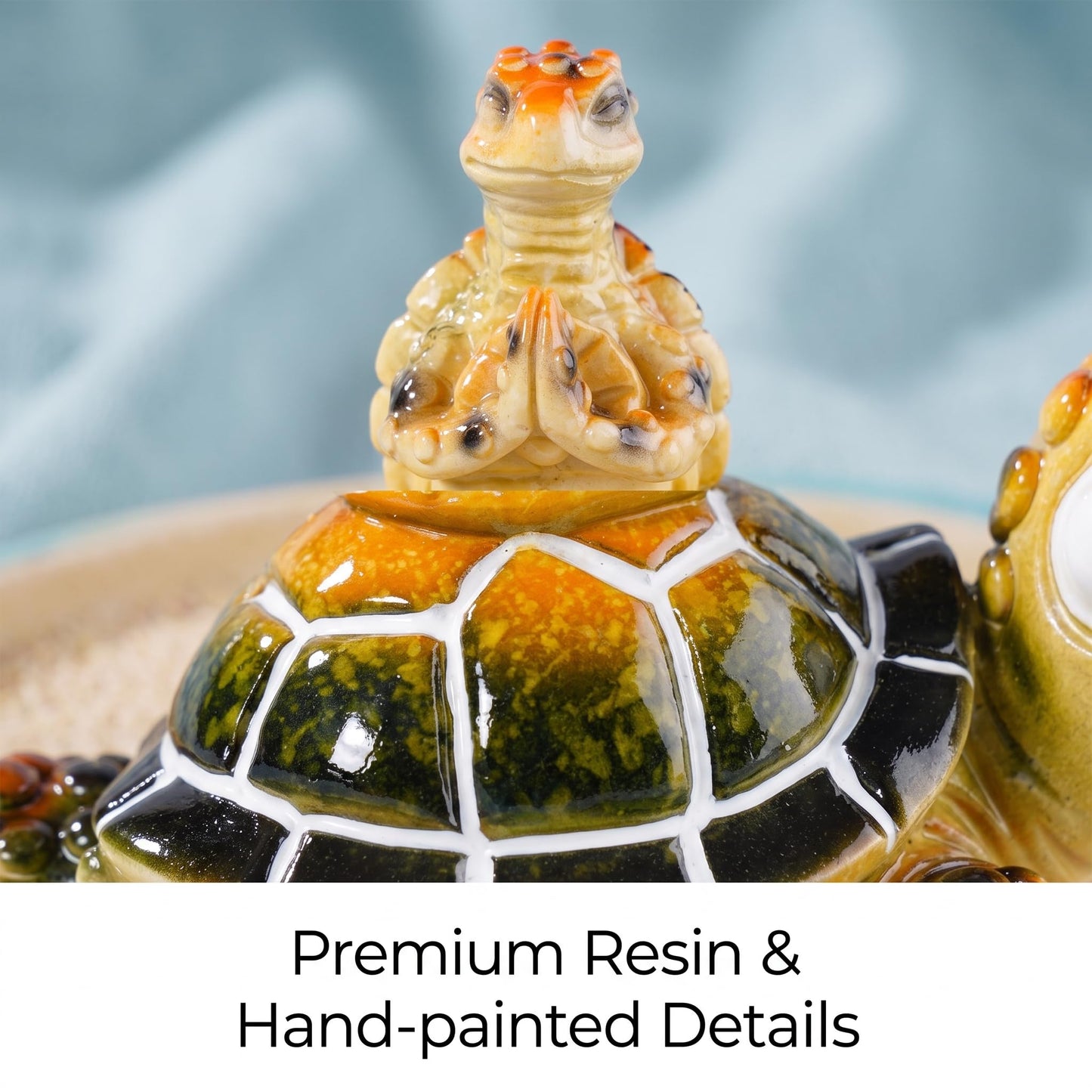 Brizoria Sea Turtle Figurine Beach Decor Ocean Decor Meditating Baby Turtle Resin Coastal Zen Statue Glossy Painted Finish for Bathroom Bedroom Office Bookshelf, Green