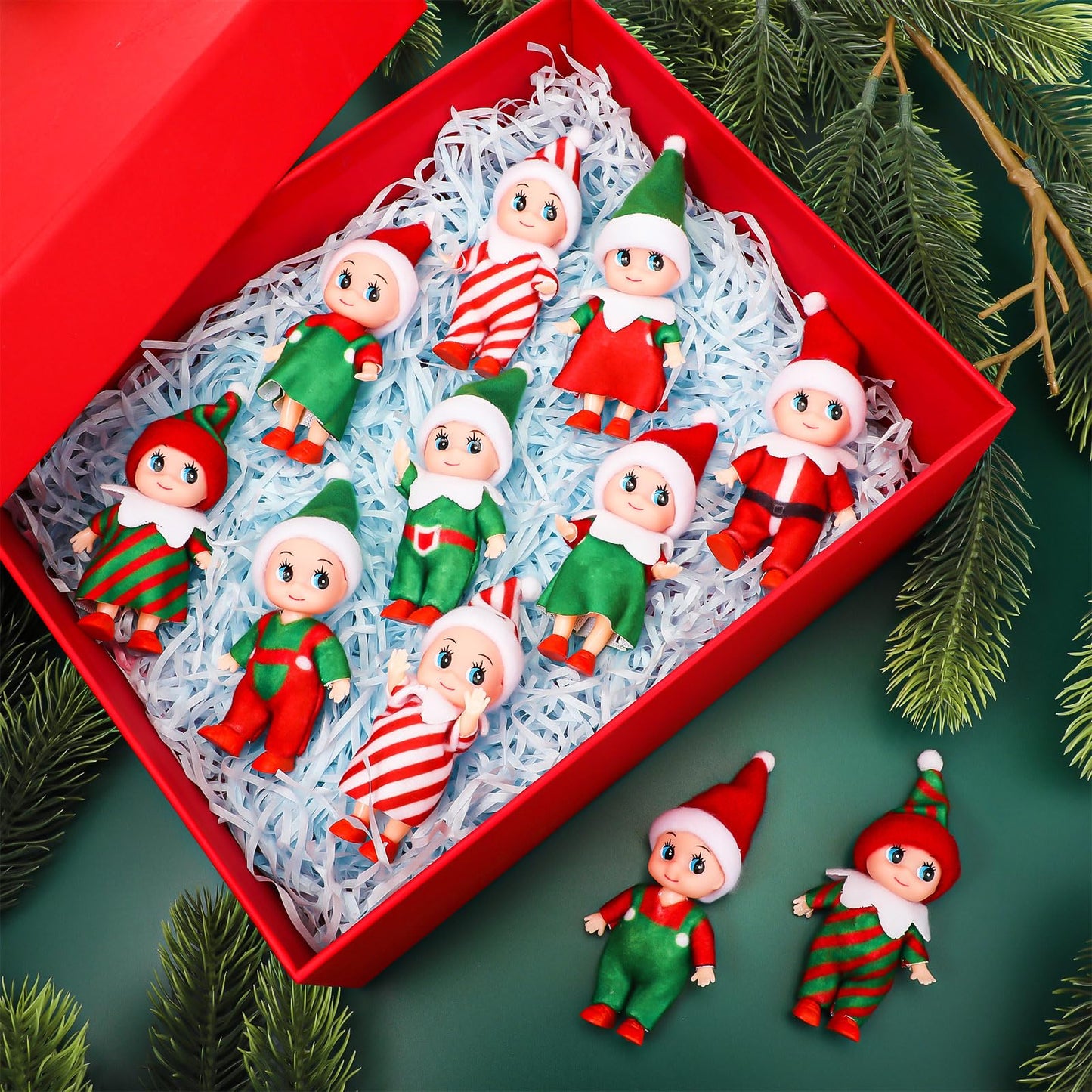 Sumind 11 Pieces Christmas Tiny Doll Plush Toys Baby Plush Dolls Novelty Toys Accessories for Little Girls Boys Holiday Christmas Easter New Year Decorations(Cute Style)