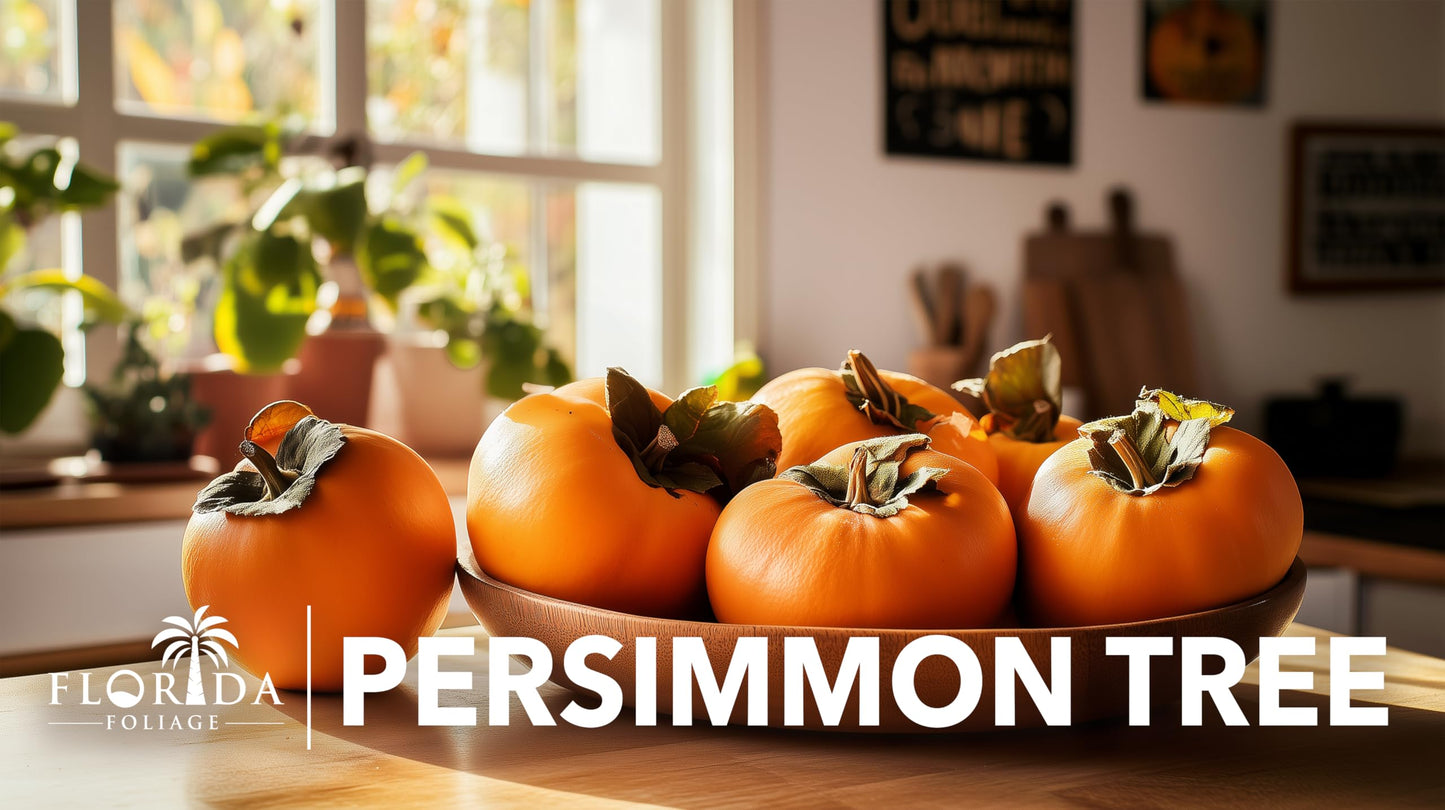 Persimmon Fruit Trees | 10 Live Trees | Diospyros Kaki | Edible Fruit Tree for Home Gardens | Cold Hardy Plants with Sweet, Delicious Fruits