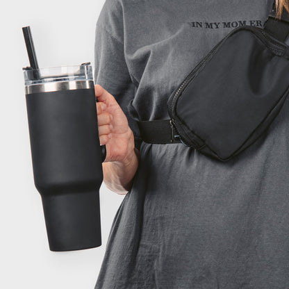 Gifts by Design 10 Ct of 40 Oz Intrepid Stainless Steel Tumbler with Lid, Straw & Handle – Gray – Customizable Insulated Cups for Water, Coffee, Hot & Iced Drinks – Great for DIY, Events, Work