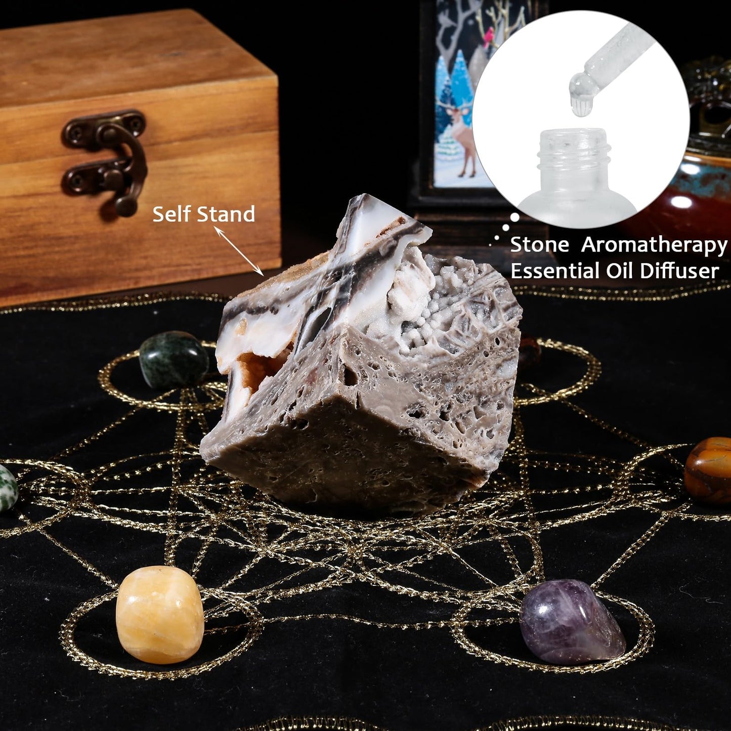 TUMBEELLUWA Natural Crystal Sphalerite Aromatherapy Essential Oil Diffuser Cube Geode Mineral Specimen Collectible Stone for Home Office Decor