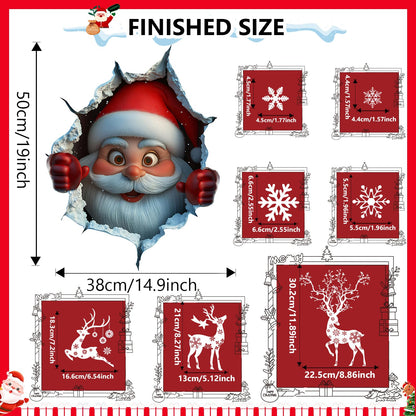 178Pcs Large Christmas Window Clings for Glass, Xmas Snowflake Cling Winter Stickers Reusable Double-Sided Outdoor Window Christmas Decoration for Santa Claus Reindeer Peppermint Decals Holiday Decor