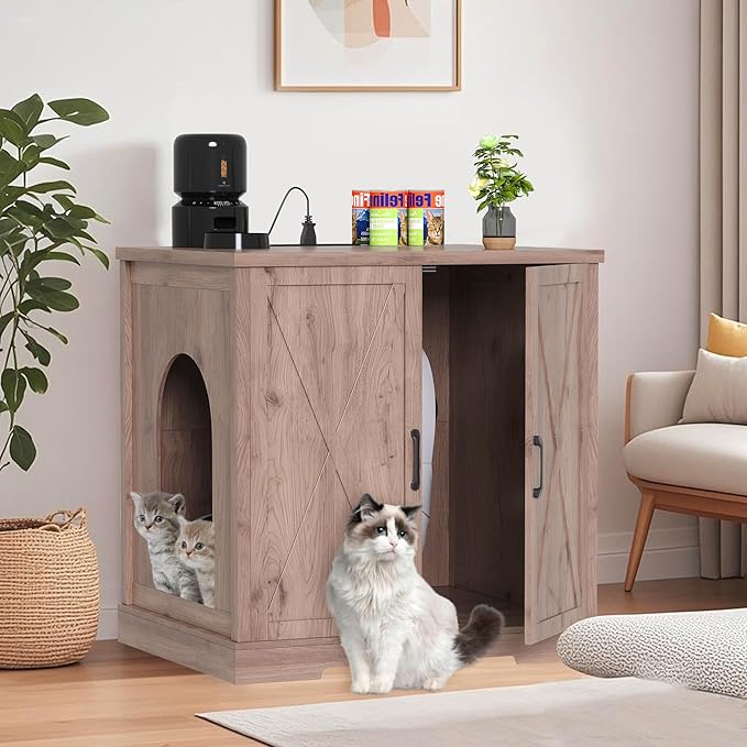 Heybly 34.5" Litter Box Enclosure, Large Robot Cabinet