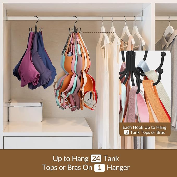 ZEDODIER Tank Top Hanger, 2 Pack Rotatable Bra Organzier