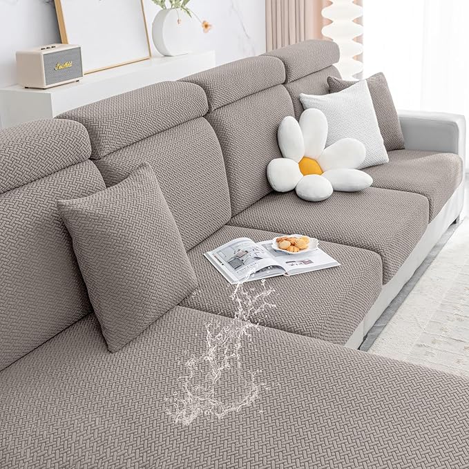 Smiry Waterproof Couch Cushion Covers, Stretch Jacquard Sectional Couch Covers