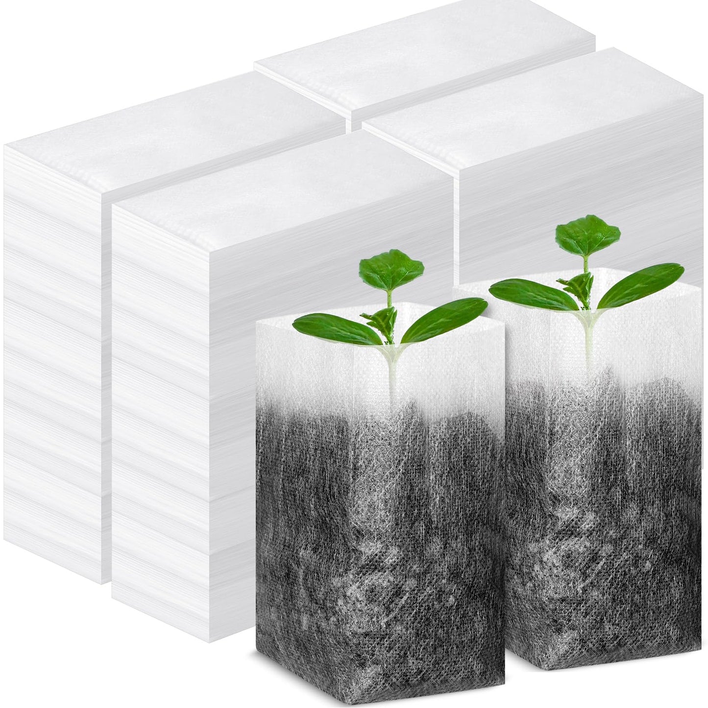 Wesnoy 1000 Pcs Nursery Seed Non Woven Plants Nursery Bags 5.9 x 6.3 Inch Fabric Seedling Pots Grow Bags Plants Pouch for Vegetables Flower for Home Garden Greenhouse Supplies