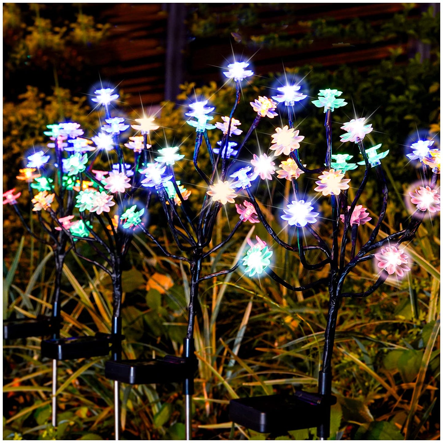 TONULAX Solar Garden Lights - Upgraded Landscape Tree Lights with Larger Solar Capacity, Decorative Light Outdoor for Pathway, Patio, Front Yard Decoration(4 Pack)