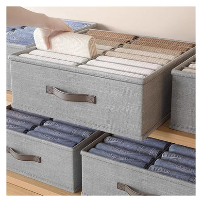 10/16/24 Grids Wardrobe Clothes Storage Organizer With PP Board Cabinet Foldable Drawer Sweater T-Shirt Jeans Storage Boxs(F)