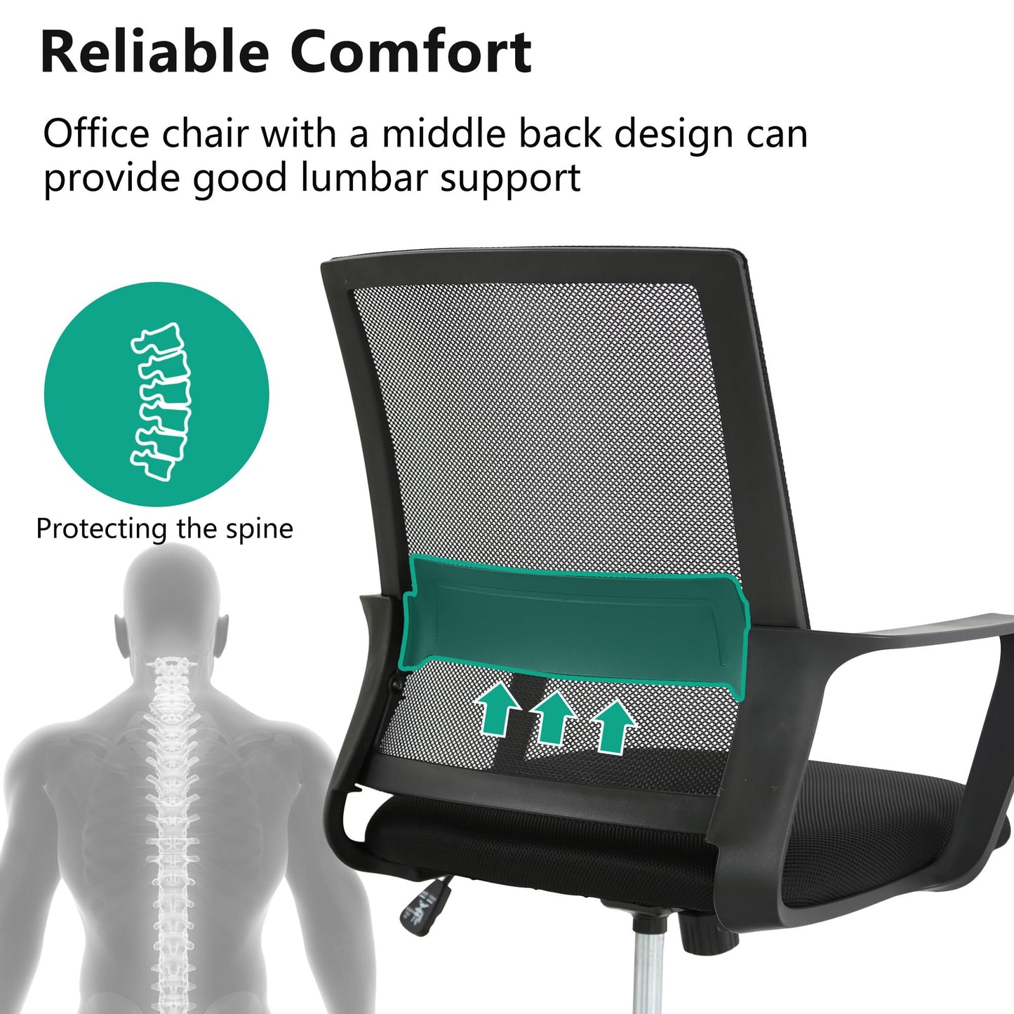 PayLessHere Gaming Chair Ergonomic Computer Chair Office Chair Video Game Chairs with Lumbar Support Desk Chair Armrest Mid Black Cushion Swivel Rolling Chair with Wheels for Home Office(Black)