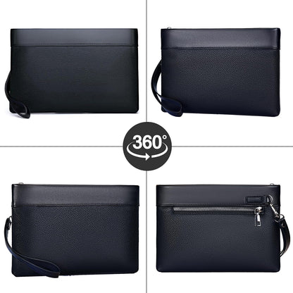 Eshow Mens Wristlet Bag Clutch Purse Handbags Synthetic Leather Bags with Wrist Strap Zip Closure 7.9 Inch for Business Travel Work