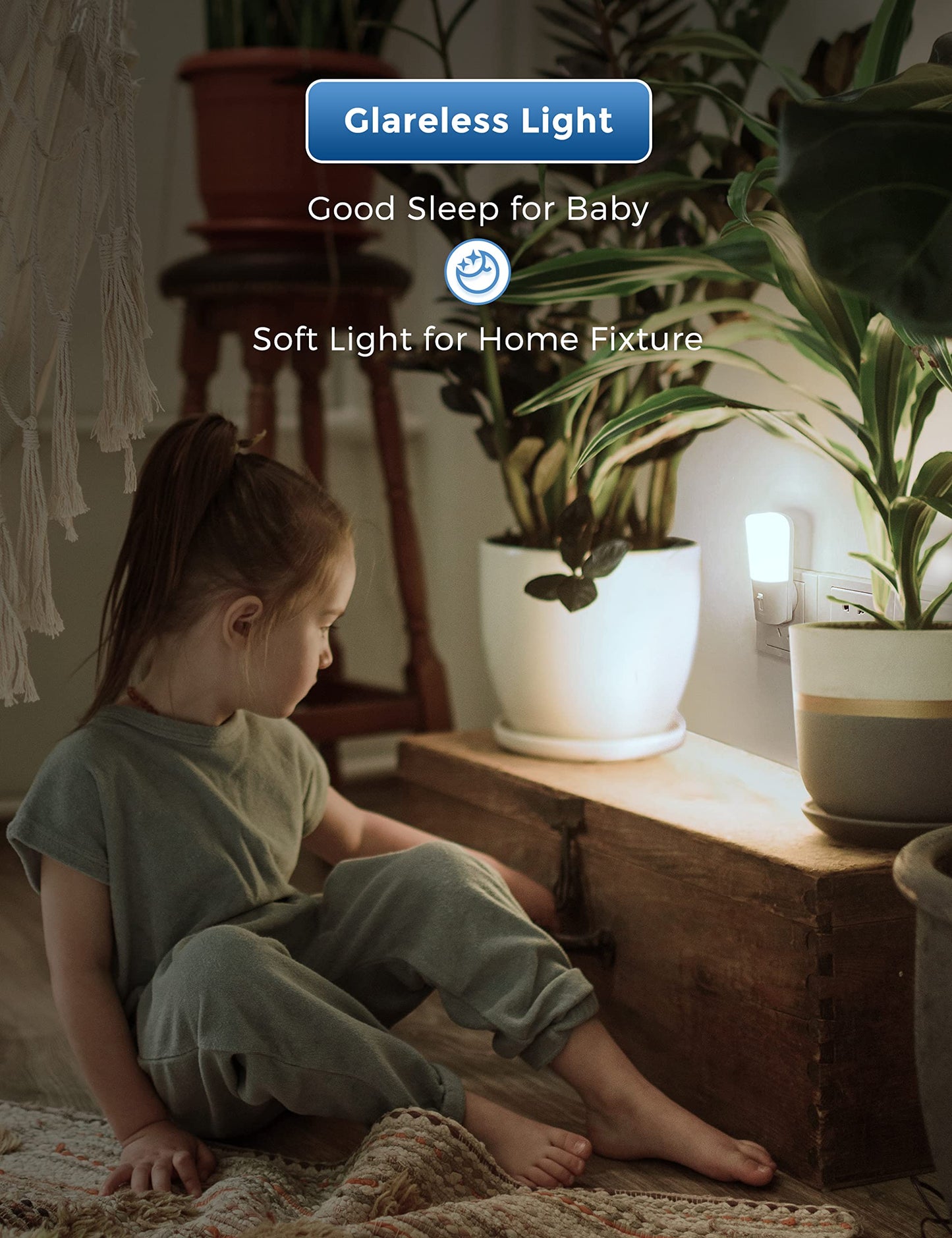 LOHAS Plug in Night Light, Dimmable LED Night Lights With Dusk to Dawn Sensor, Soft White 3000K Sleep Nightlight, Adjustable Brightness 5-80lm Mini Light for Nursery Kids Room Hallway Kitchen, 2 Pack