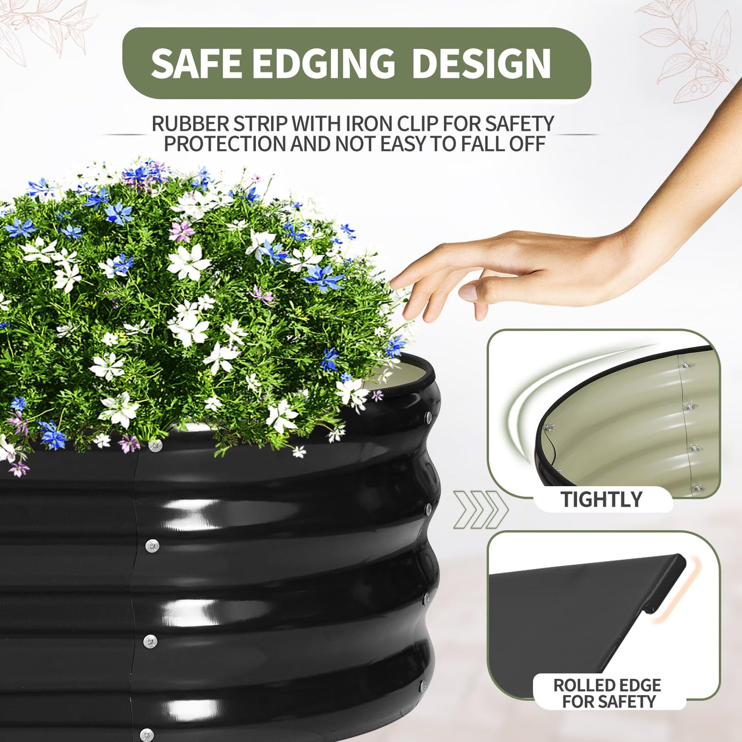 Permade Galvanized Raised Garden Bed Outdoor- Raised Beds for Gardening| Metal Planter Box, Steel Raised Garden Bed Kit with Safety Edging and Gloves for Vegetables, Flower, Herbs (8x2x1FT, Gray)