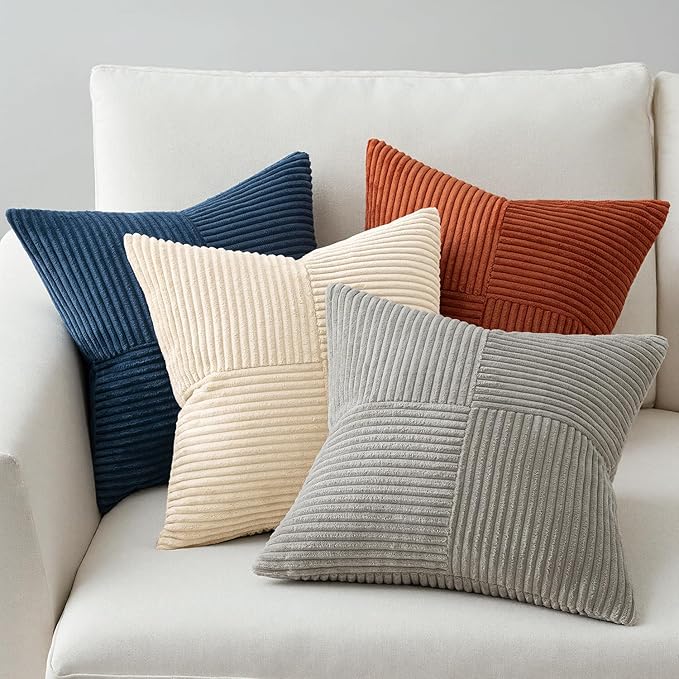 MIULEE Blue Rust Throw Pillow Covers 18x18 Inch Set of 4 Boho Farmhouse Cushion